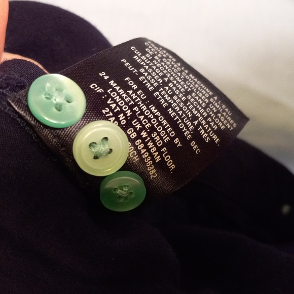 Maeve 0 S Long Sleeve Button Front Blouse Sheer Blue Anthropologie Green - Picture 5 of 9